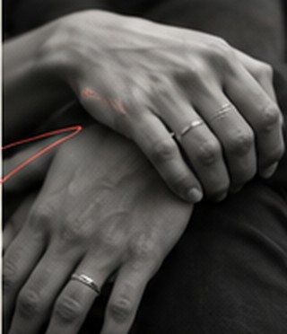 Mains en mouvement pendant une conversation, en noir et blanc
